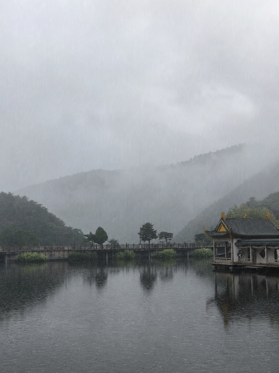 盛夏雨中的庐山